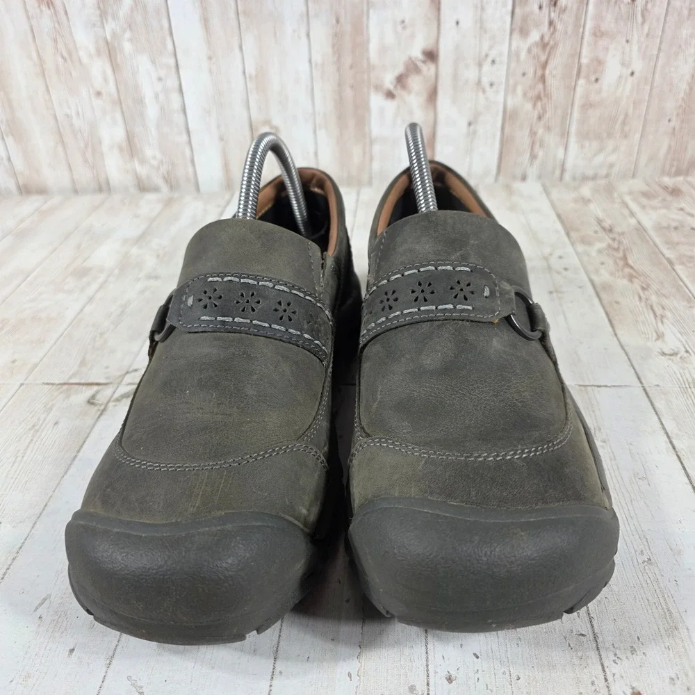 KEEN Presidio II Dark Olive Leather Slip On Loafers Shoes 1020486 Womens Size 9